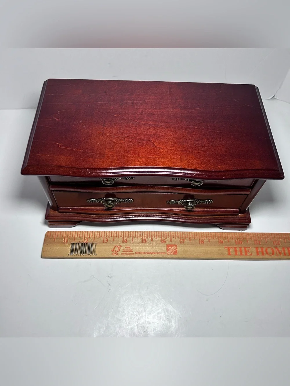 Vintage Mahogany Jewelry Box Wooden with Mirror